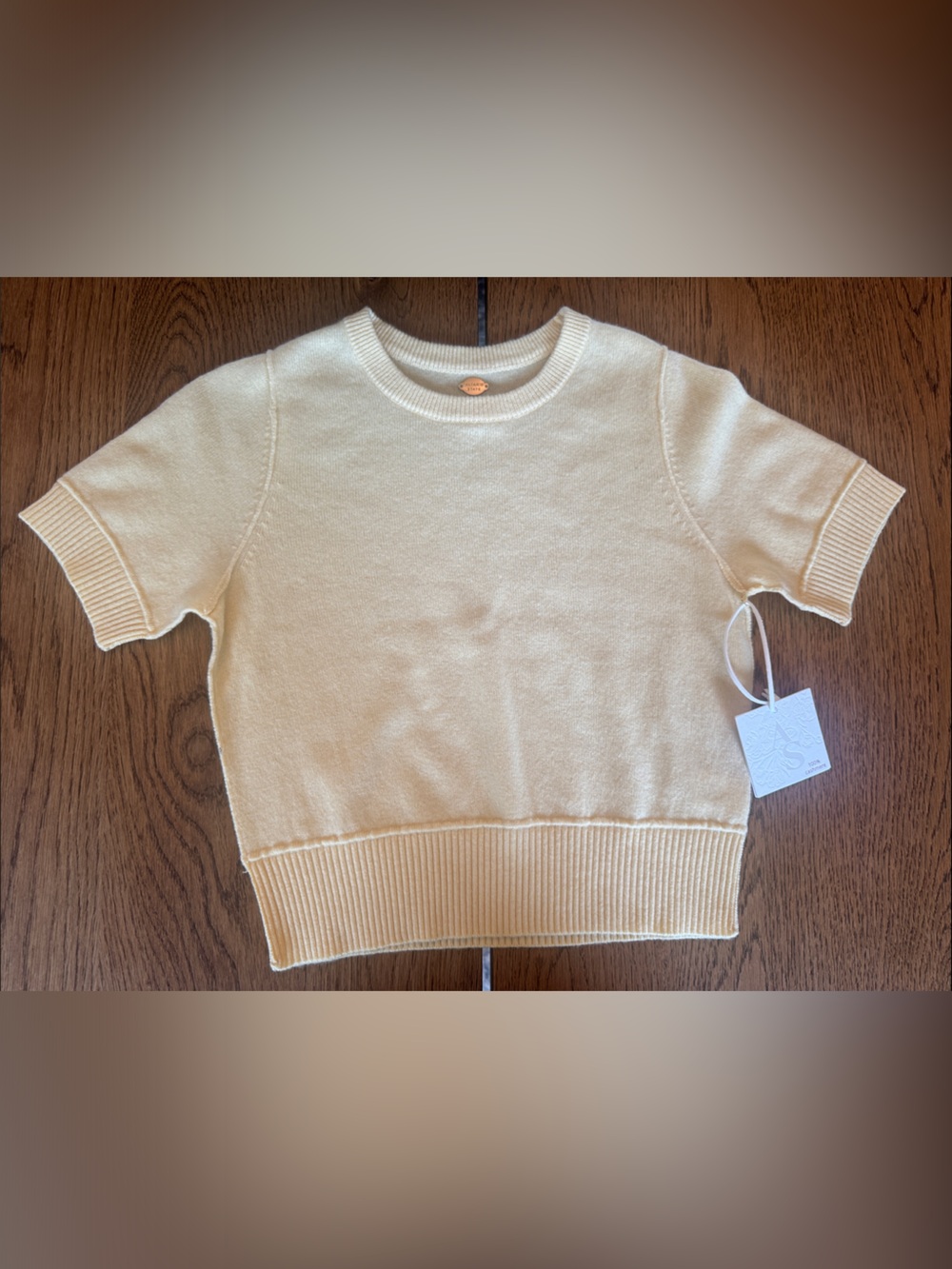 Altar’d State Butter Yellow Short-Sleeve Cashmere Sweater